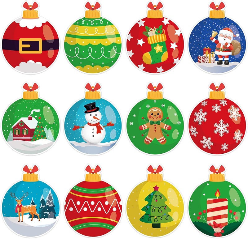 Machomby 48 Pcs Christmas Ball Cutouts, Cute Xmas Cutouts Balls Paper Cut-Outs Bulletin Board Decorations for Winter Xmas Home Office School Classroom Party Decor - Image 1